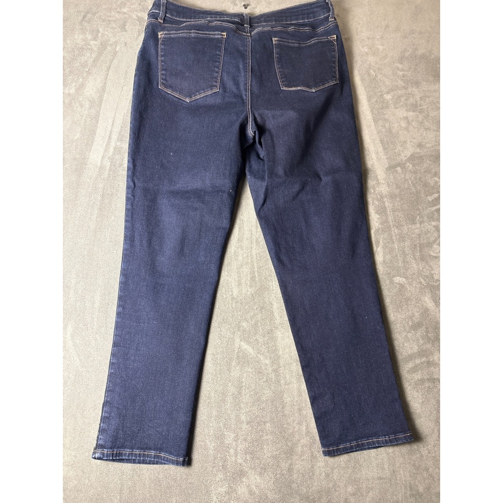Stretch Rhinestone Slim Leg Ankle Jeans Dark Wash - Picture 7 of 7
